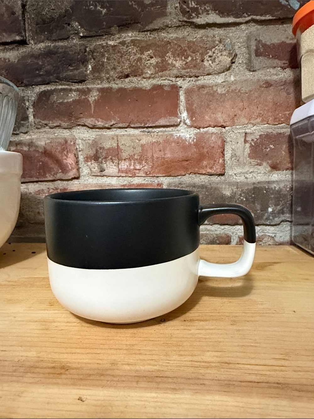 CB2 Two-Tone Black and White Ceramic Mug